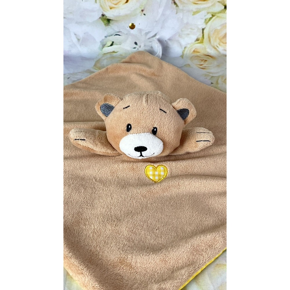 Little Tiger Brown Teddy Bear Lovey Security Blanket Plush Yellow Gingham 2012